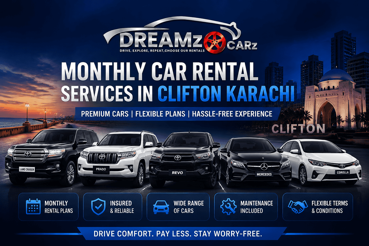 Monthly Car Rental Services in Clifton Karachi
