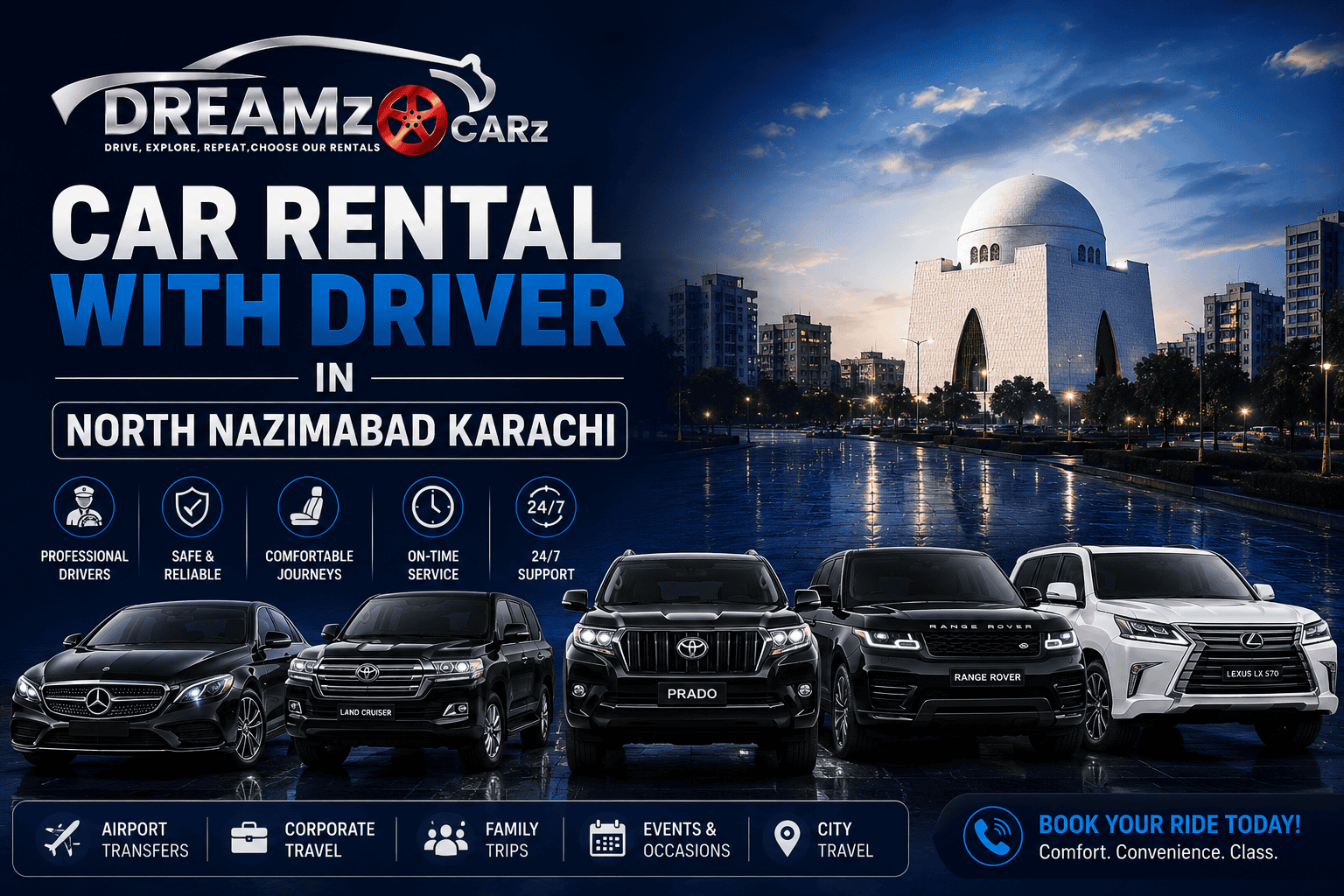 Car Rental with Driver in North Nazimabad Karachi