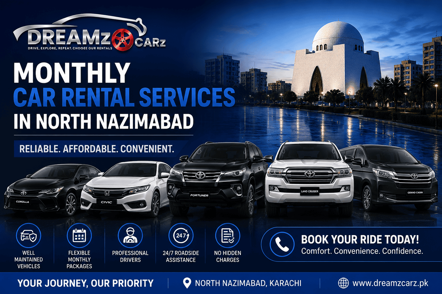 Monthly Car Rental Services in North Nazimabad