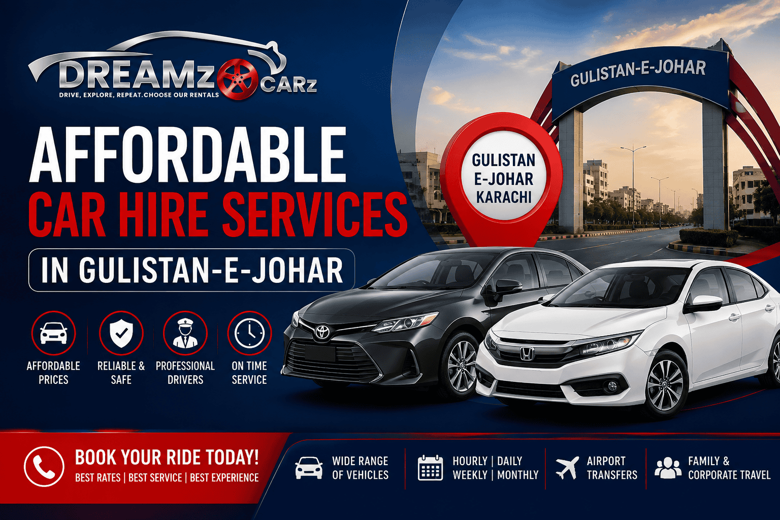 Affordable Car Hire Services in Gulistan-e-Johar