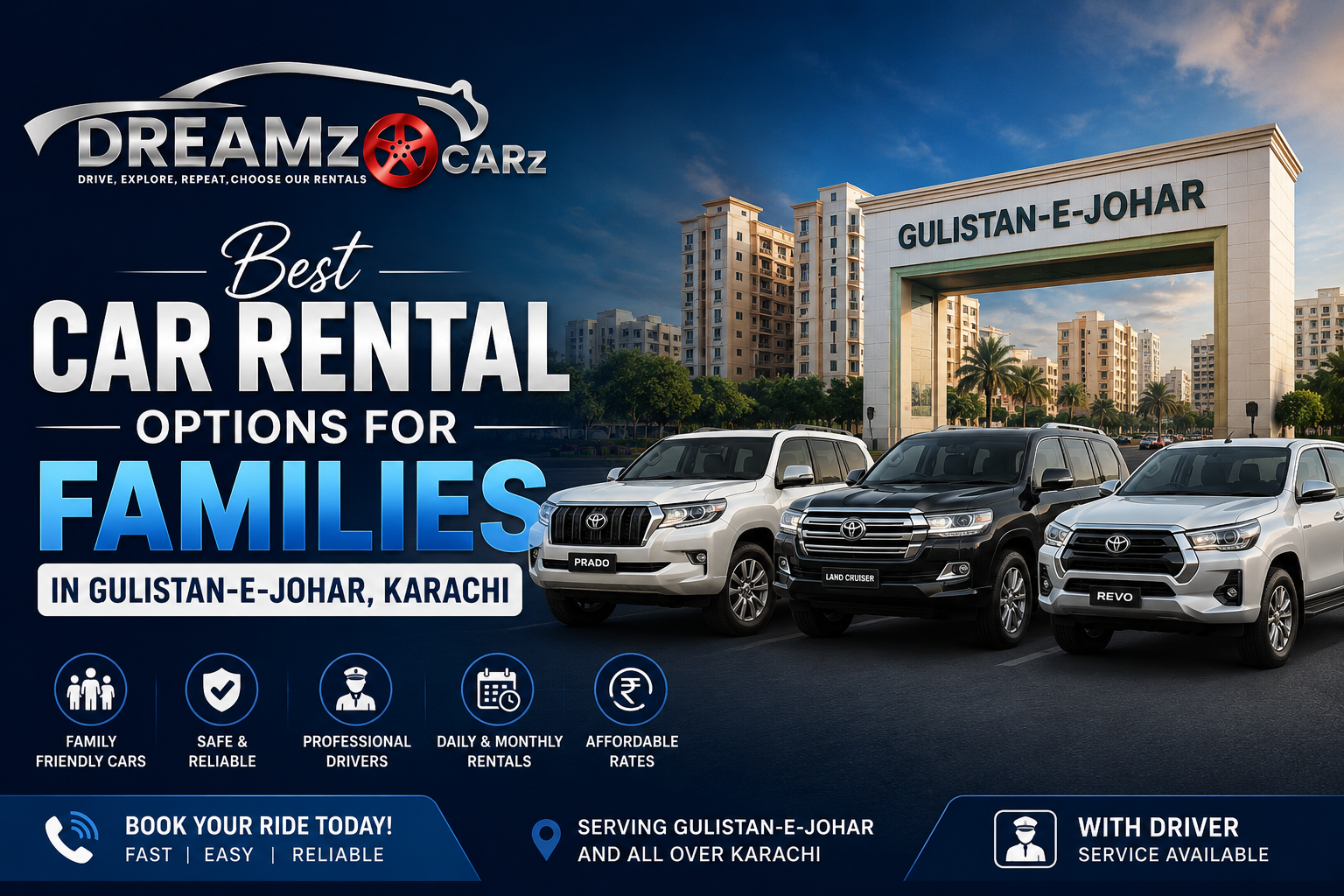 Best Car Rental Options for Families in Gulistan-e-Johar, Karachi